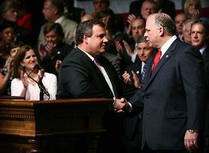 Chris Christie and Stephen Sweeney